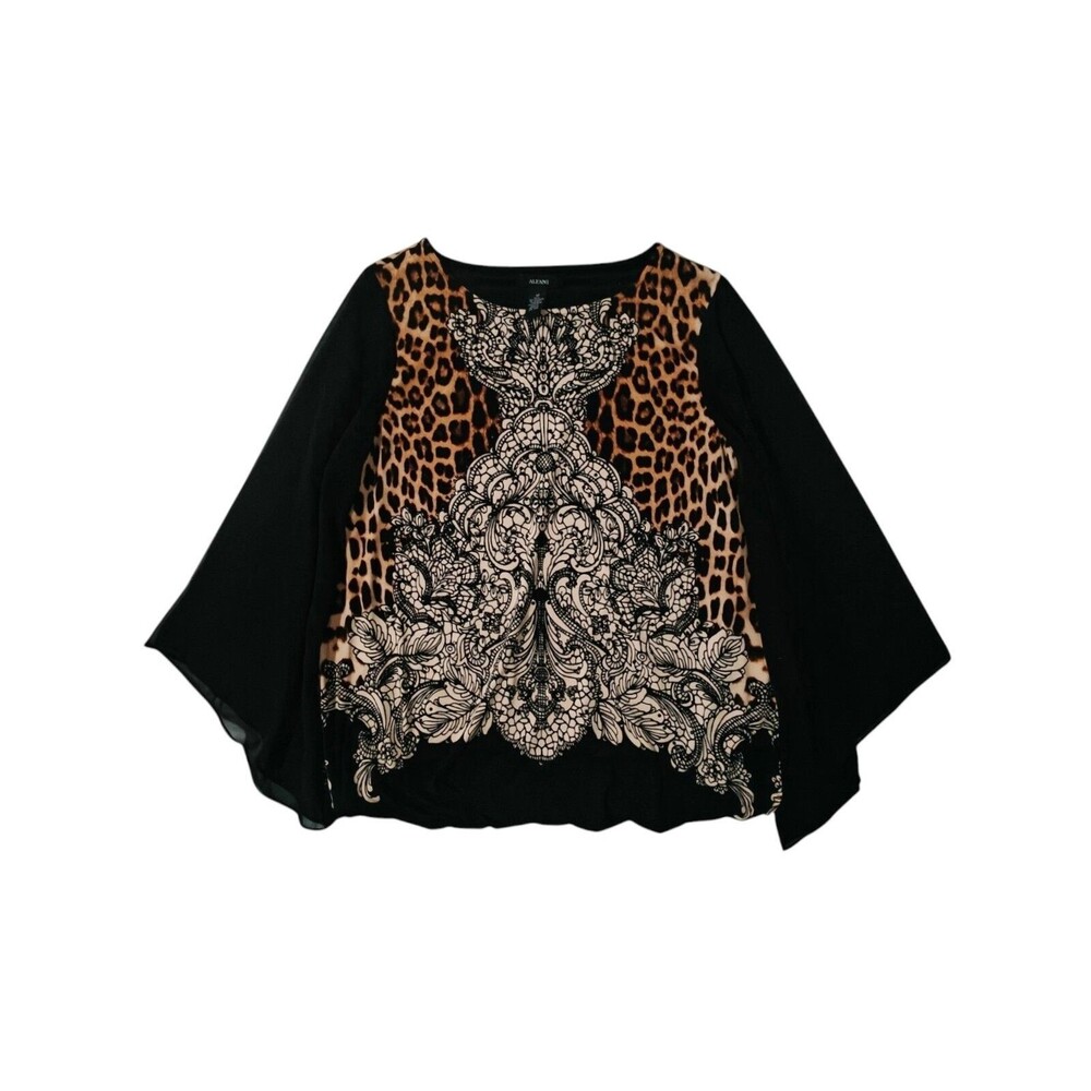 Alfani Y2K Leopard Rhinestone Top M Medium Bedazzled Goth Grunge Fairy Cheetah